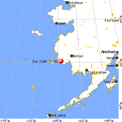 Chefornak, AK (99561) map from a distance