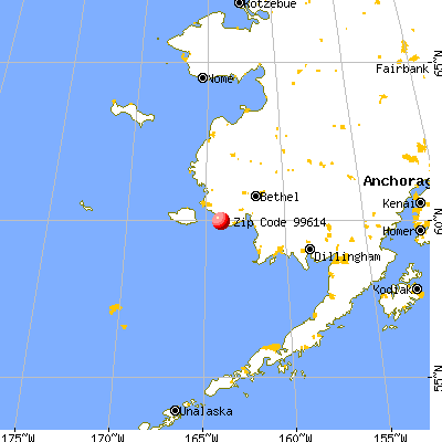 Kipnuk, AK (99614) map from a distance