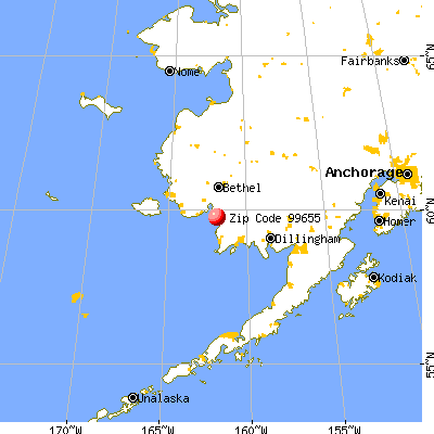 Quinhagak, AK (99655) map from a distance