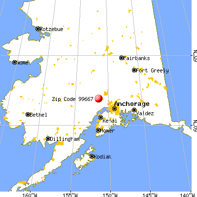 Skwentna, AK (99667) map from a distance