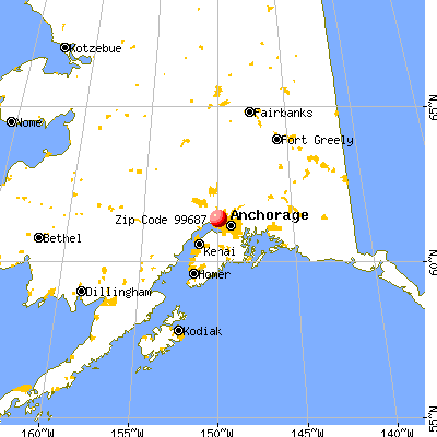 Wasilla, AK (99687) map from a distance