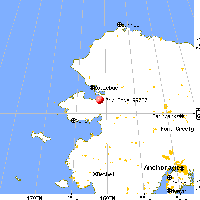 Buckland, AK (99727) map from a distance