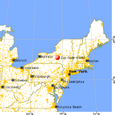 DeRuyter, NY (13052) map from a distance