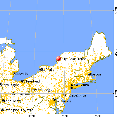 La Fargeville, NY (13656) map from a distance