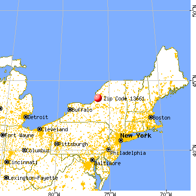 Mannsville, NY (13661) map from a distance