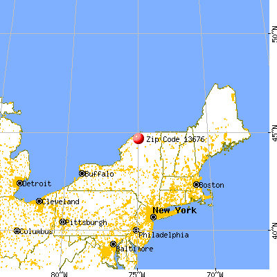 Potsdam, NY (13676) map from a distance