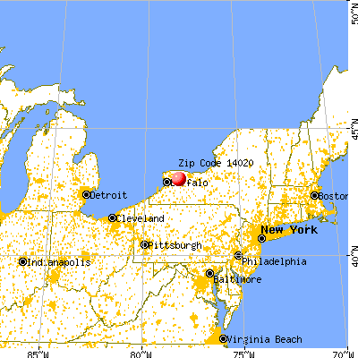 Batavia, NY (14020) map from a distance