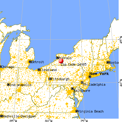 Freedom, NY (14065) map from a distance