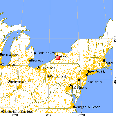 Holland, NY (14080) map from a distance