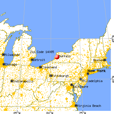 Wanakah, NY (14085) map from a distance