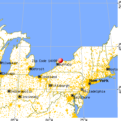 Lyndonville, NY (14098) map from a distance