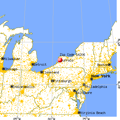 Buffalo, NY (14206) map from a distance