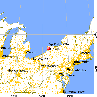 Buffalo, NY (14214) map from a distance
