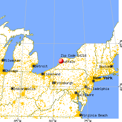 Buffalo, NY (14216) map from a distance