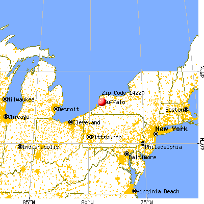 Buffalo, NY (14220) map from a distance