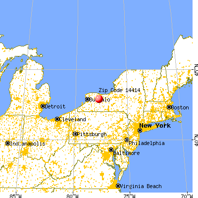 Avon, NY (14414) map from a distance