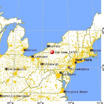 Bolivar, NY (14715) map from a distance