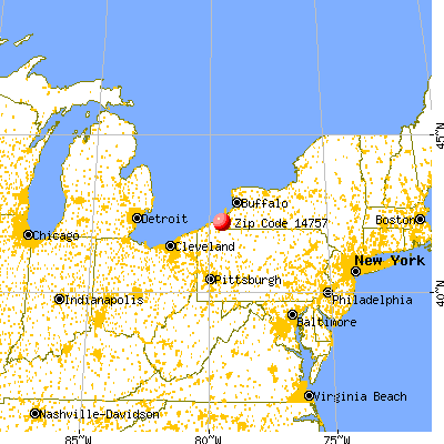 Mayville, NY (14757) map from a distance