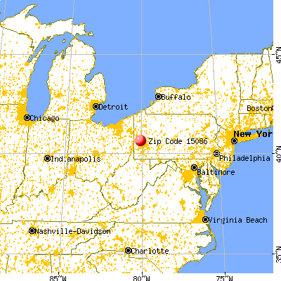 Fernway, PA (15086) map from a distance