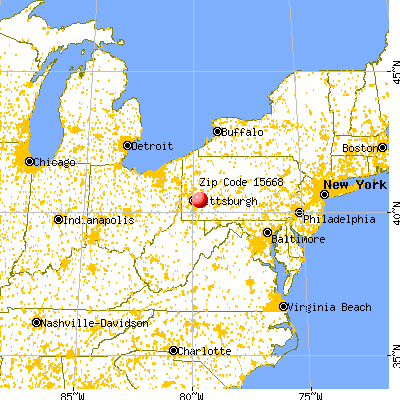 Murrysville, PA (15668) map from a distance