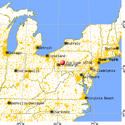 Elderton, PA (15736) map from a distance