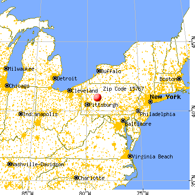 Punxsutawney, PA (15767) map from a distance