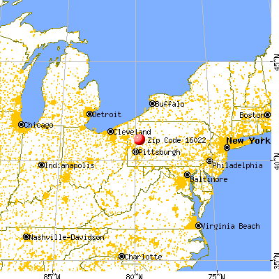 Bruin, PA (16022) map from a distance