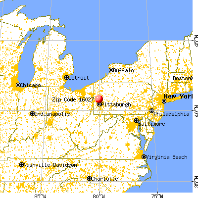 Connoquenessing, PA (16027) map from a distance