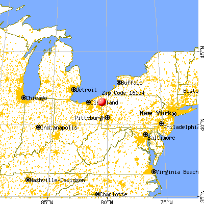 Pymatuning Central, PA (16134) map from a distance