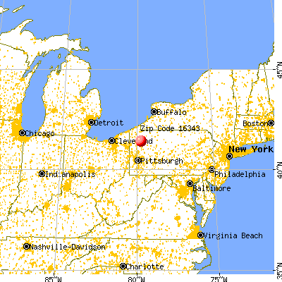 Sugarcreek, PA (16343) map from a distance