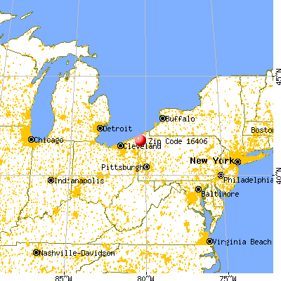 Conneautville, PA (16406) map from a distance