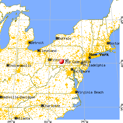Dudley, PA (16634) map from a distance