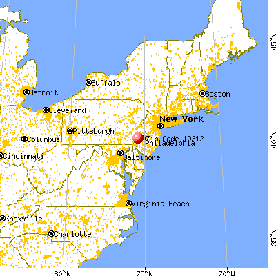 Berwyn, PA (19312) map from a distance