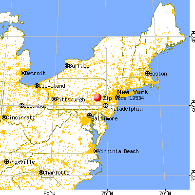Lenhartsville, PA (19534) map from a distance