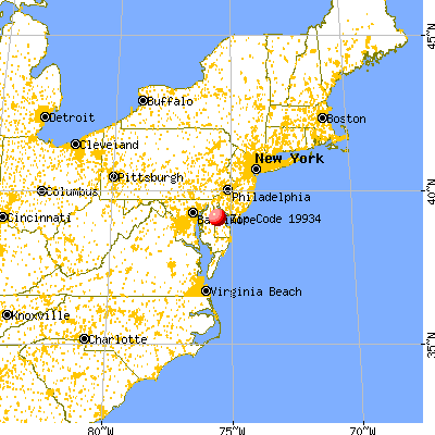 Camden, DE (19934) map from a distance