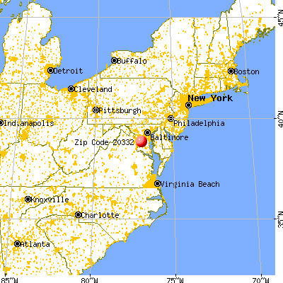 Washington, DC (20332) map from a distance