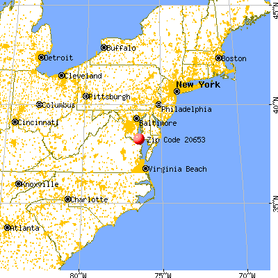 Lexington Park, MD (20653) map from a distance