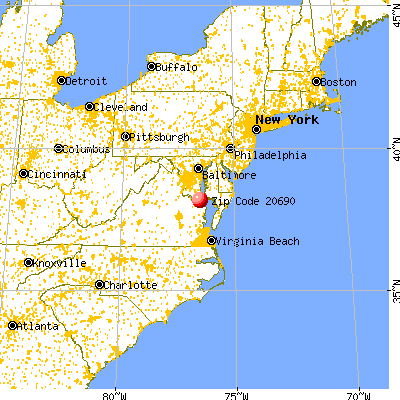 Tall Timbers, MD (20690) map from a distance