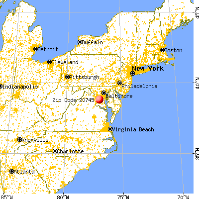 Glassmanor, MD (20745) map from a distance