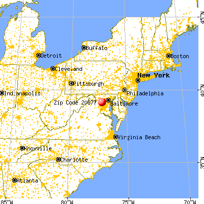 Gaithersburg, MD (20877) map from a distance