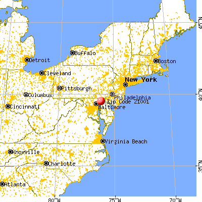Aberdeen, MD (21001) map from a distance