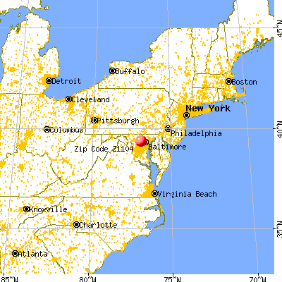 Eldersburg, MD (21104) map from a distance