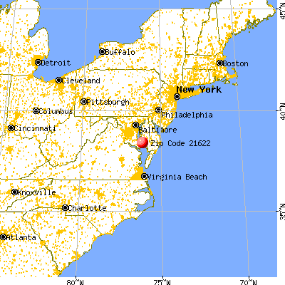 Church Creek, MD (21622) map from a distance