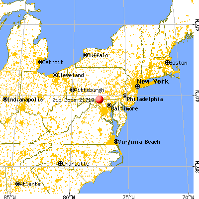 Highfield-Cascade, MD (21719) map from a distance