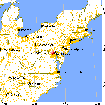 Eldersburg, MD (21797) map from a distance