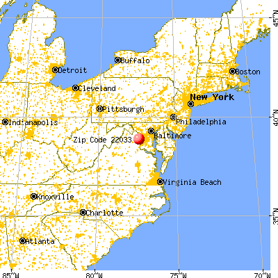 Fair Oaks, VA (22033) map from a distance