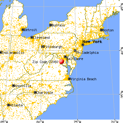 Fort Belvoir, VA (22060) map from a distance