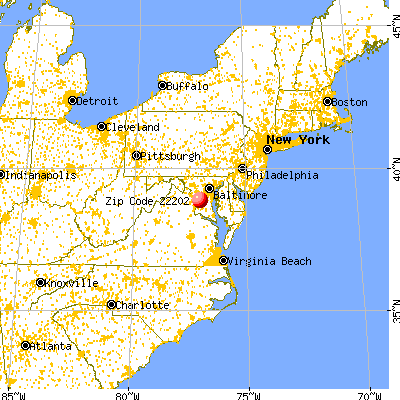 Arlington, VA (22202) map from a distance