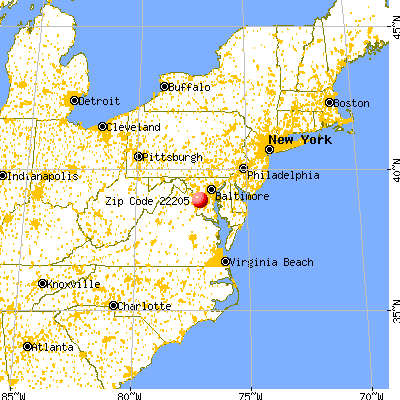 Arlington, VA (22205) map from a distance