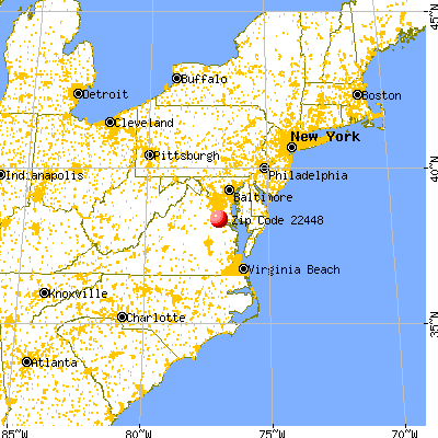 Dahlgren Center, VA (22448) map from a distance